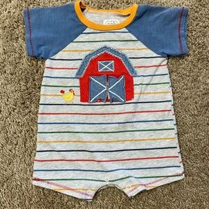 Mud Pie Gray and Orange Baby Romper